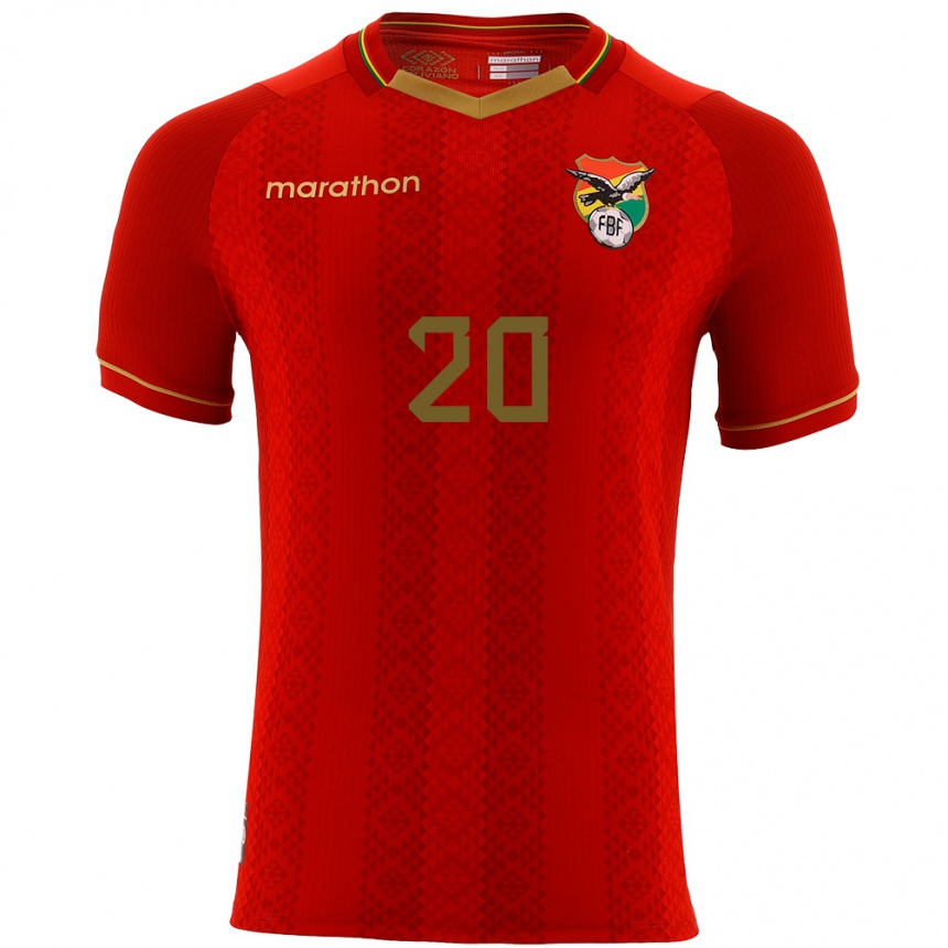 Niño Fútbol Camiseta Bolivia Pablo Vaca #20 Rojo 2ª Equipación 24-26 Perú