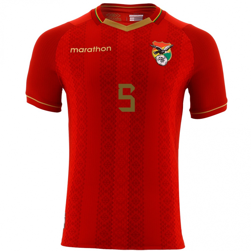 Niño Fútbol Camiseta Bolivia César Romero #5 Rojo 2ª Equipación 24-26 Perú