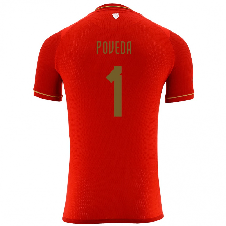 Niño Fútbol Camiseta Bolivia Bruno Poveda #1 Rojo 2ª Equipación 24-26 Perú