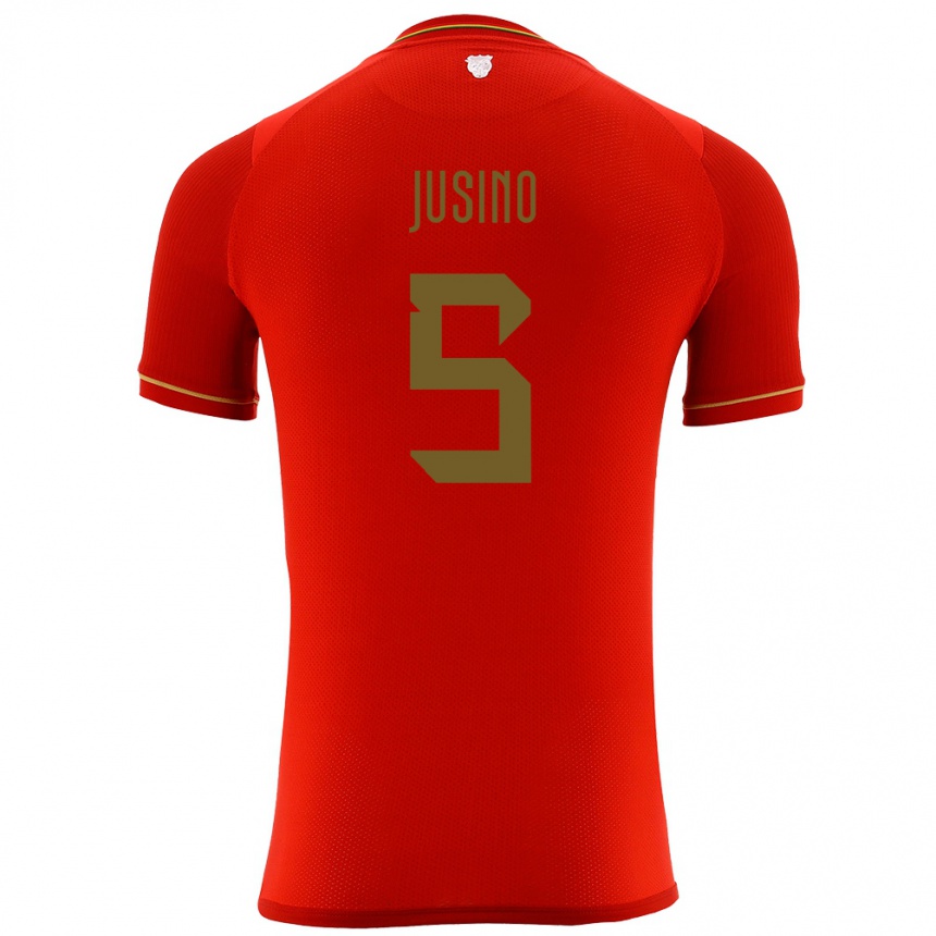 Niño Fútbol Camiseta Bolivia Adrián Jusino #5 Rojo 2ª Equipación 24-26 Perú