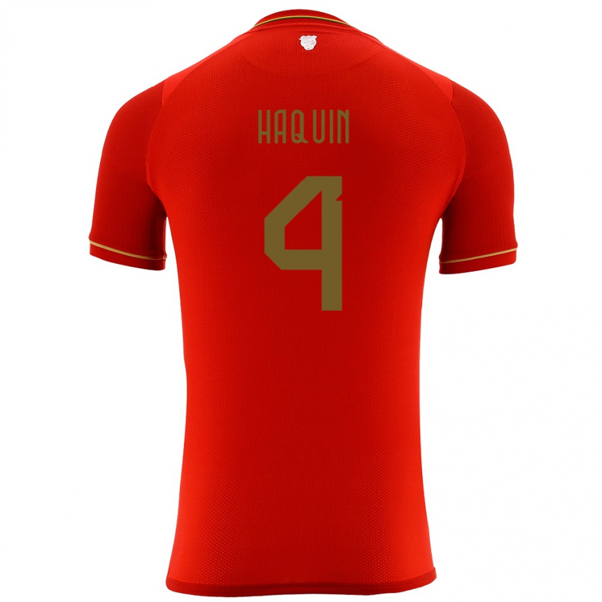 Niño Fútbol Camiseta Bolivia Luis Haquín #4 Rojo 2ª Equipación 24-26 Perú