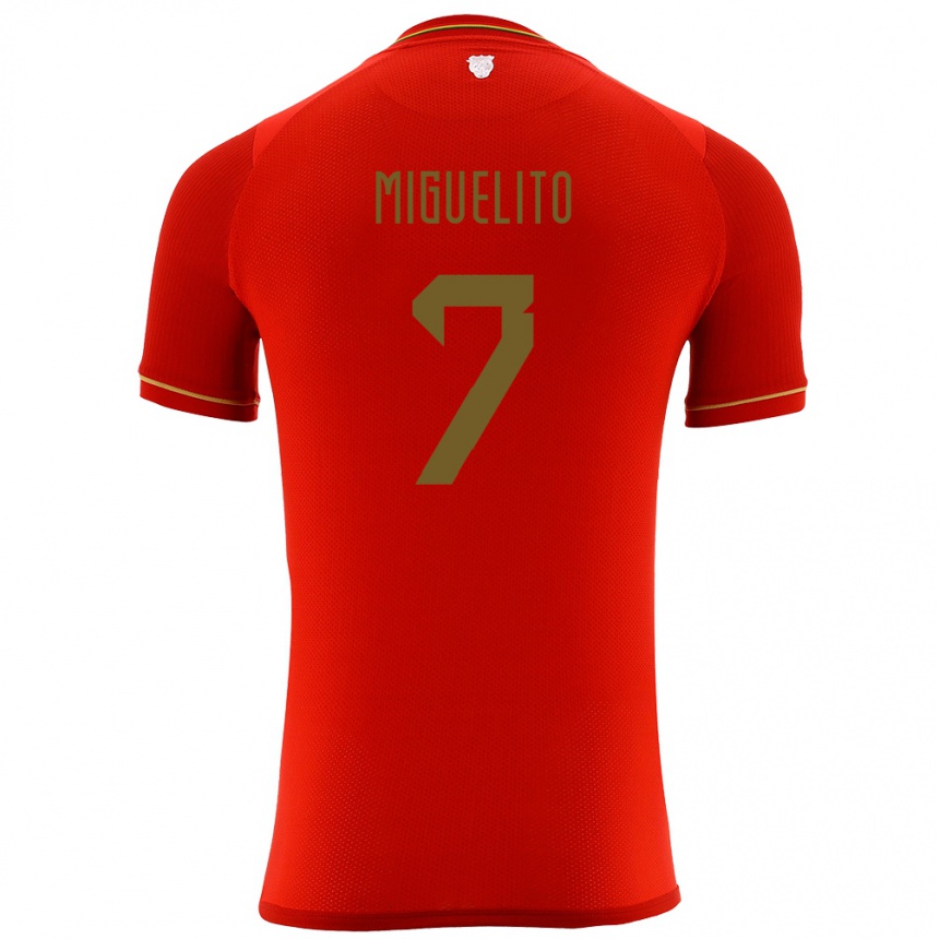 Niño Fútbol Camiseta Bolivia Miguelito #7 Rojo 2ª Equipación 24-26 Perú