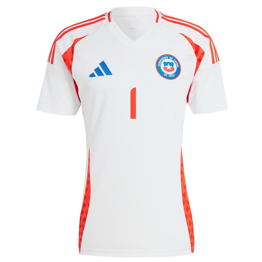 Niño Fútbol Camiseta Chile Cristóbal Piña #1 Blanco 2ª Equipación 24-26 Perú