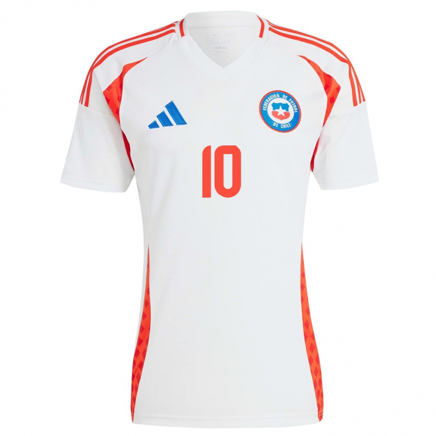 Niño Fútbol Camiseta Chile Alexis Sánchez #10 Blanco 2ª Equipación 24-26 Perú