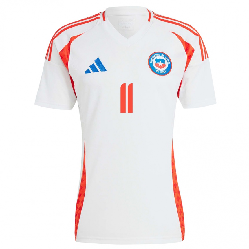 Niño Fútbol Camiseta Chile Eduardo Vargas #11 Blanco 2ª Equipación 24-26 Perú