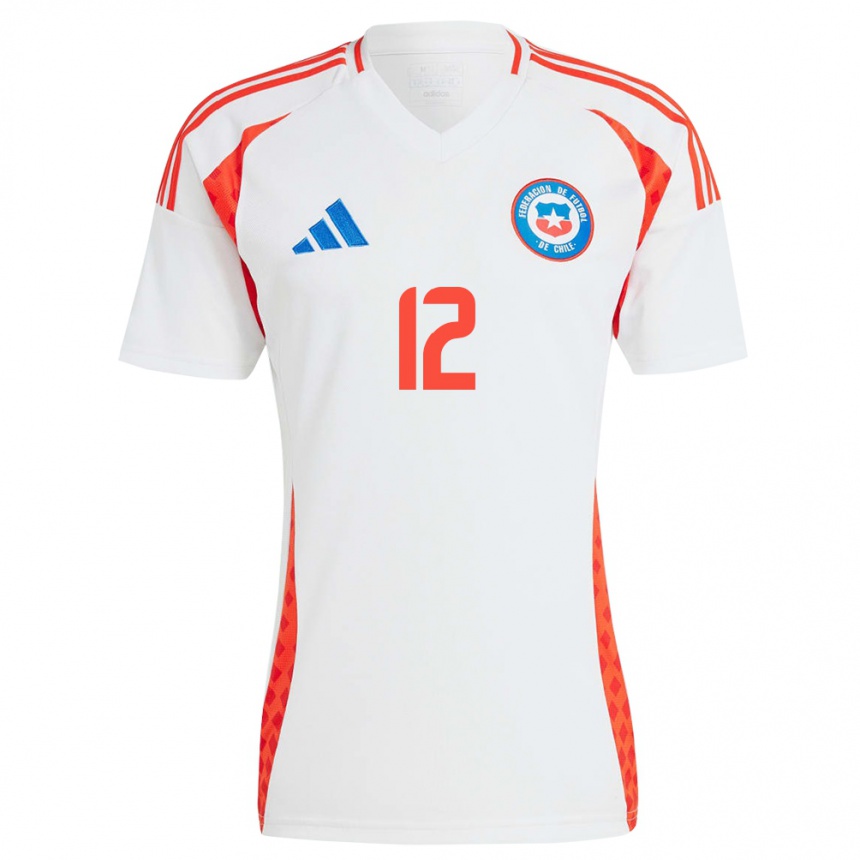 Niño Fútbol Camiseta Chile Gabriela Bórquez #12 Blanco 2ª Equipación 24-26 Perú