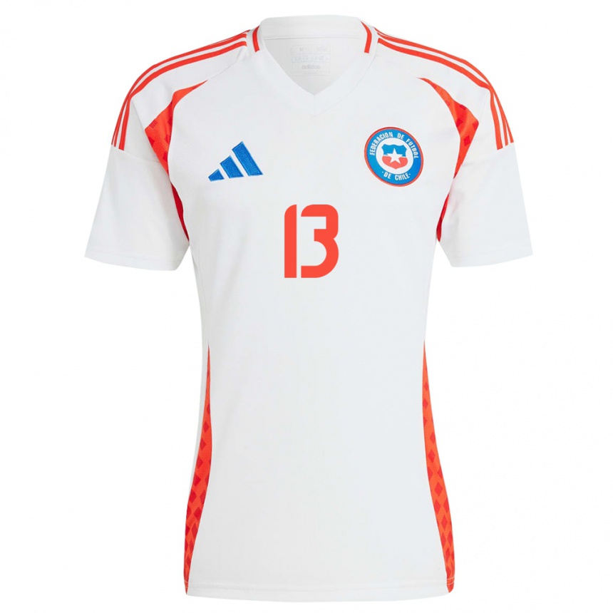 Niño Fútbol Camiseta Chile Daniel Gutiérrez #13 Blanco 2ª Equipación 24-26 Perú