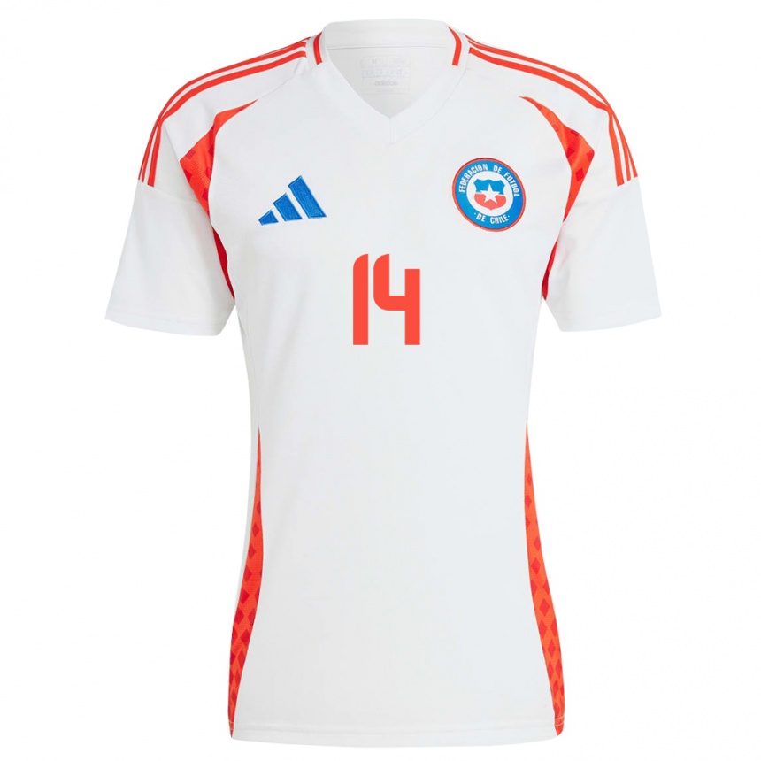 Niño Fútbol Camiseta Chile Felipe Valdivia #14 Blanco 2ª Equipación 24-26 Perú