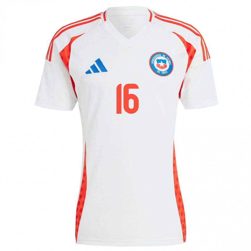 Niño Fútbol Camiseta Chile Felipe Faúndez #16 Blanco 2ª Equipación 24-26 Perú