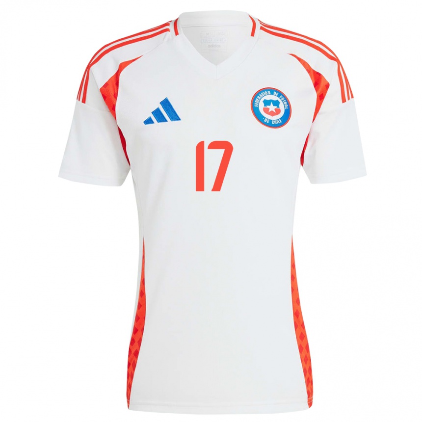 Niño Fútbol Camiseta Chile Manuel Lolas #17 Blanco 2ª Equipación 24-26 Perú