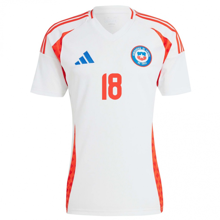 Niño Fútbol Camiseta Chile Rodrigo Echeverría #18 Blanco 2ª Equipación 24-26 Perú