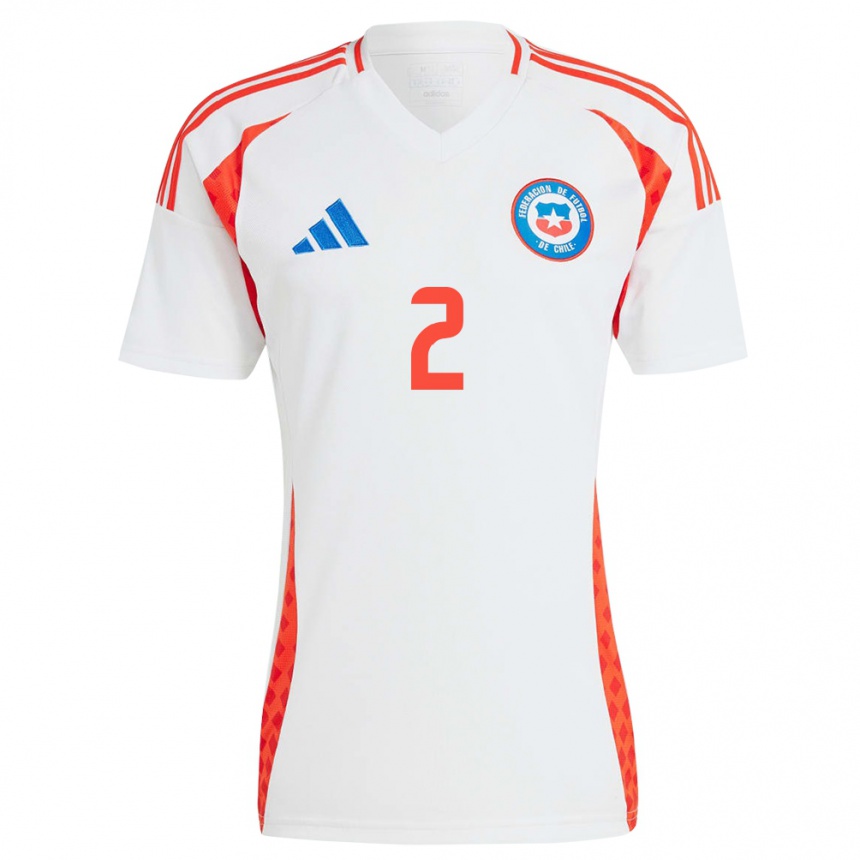 Niño Fútbol Camiseta Chile Maicol León #2 Blanco 2ª Equipación 24-26 Perú