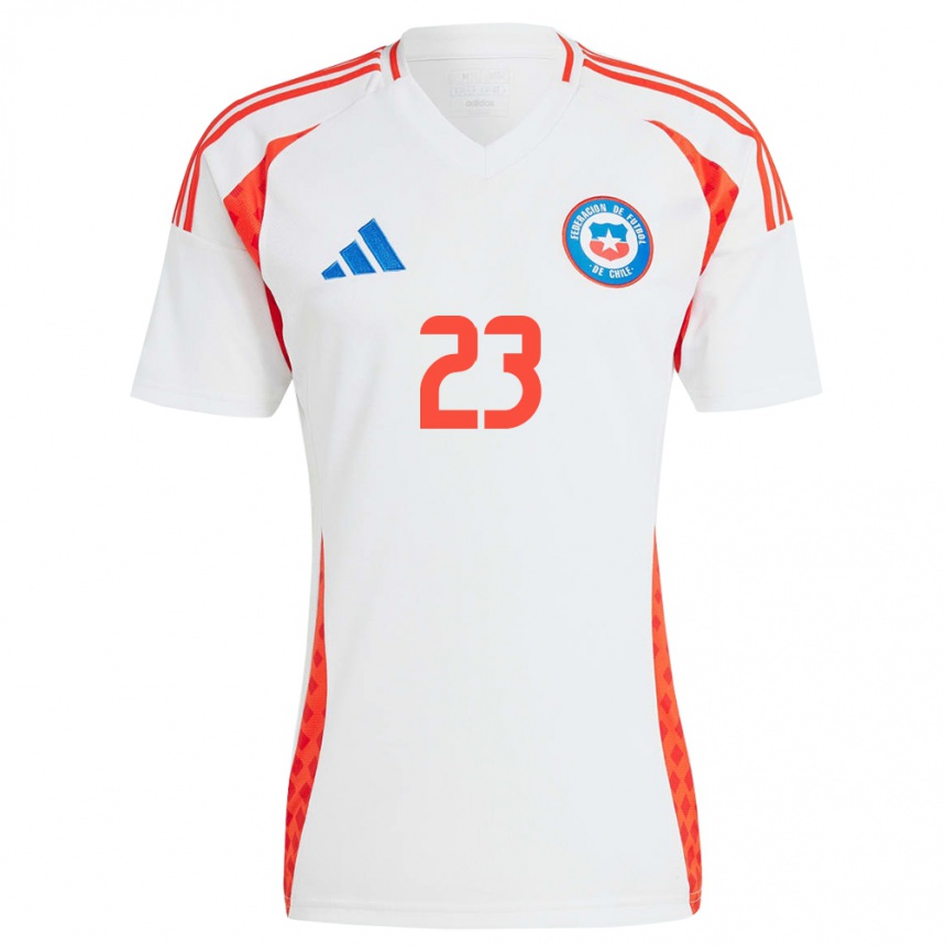 Niño Fútbol Camiseta Chile Pedro Garrido #23 Blanco 2ª Equipación 24-26 Perú