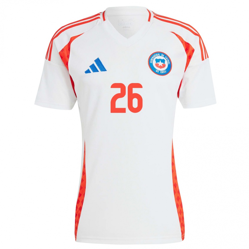 Niño Fútbol Camiseta Chile Nicolás Fernández #26 Blanco 2ª Equipación 24-26 Perú