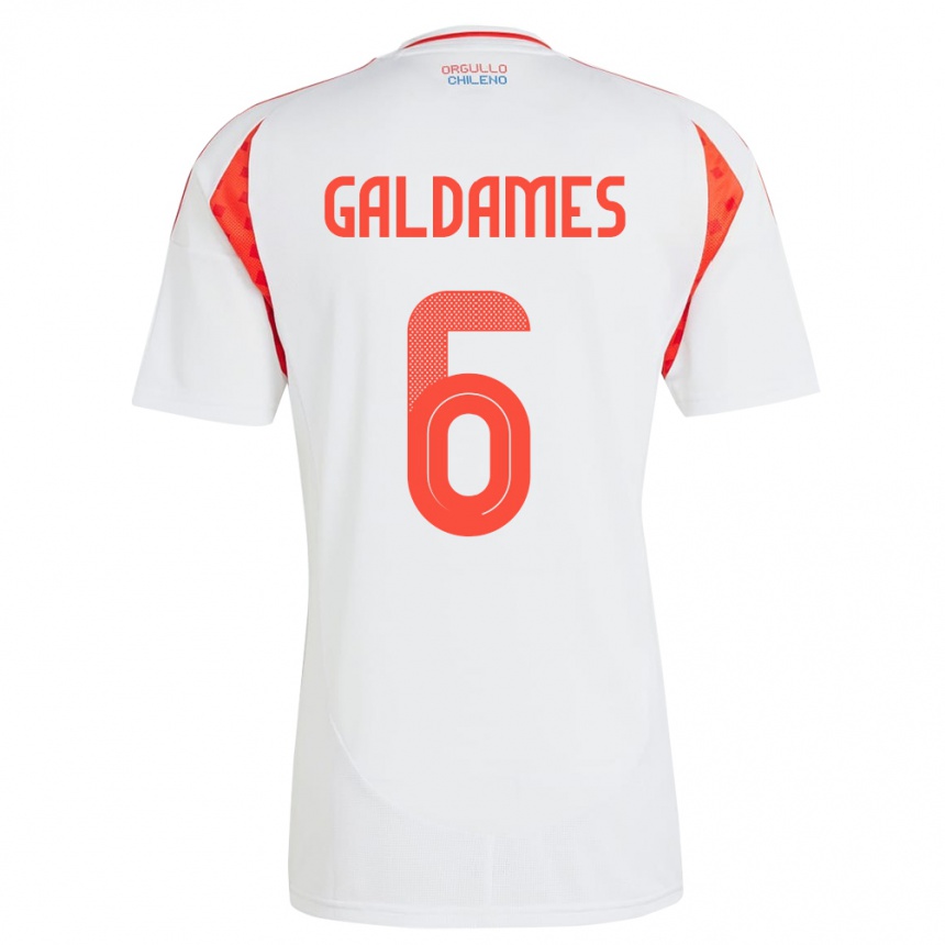 Niño Fútbol Camiseta Chile Thomas Galdames #6 Blanco 2ª Equipación 24-26 Perú