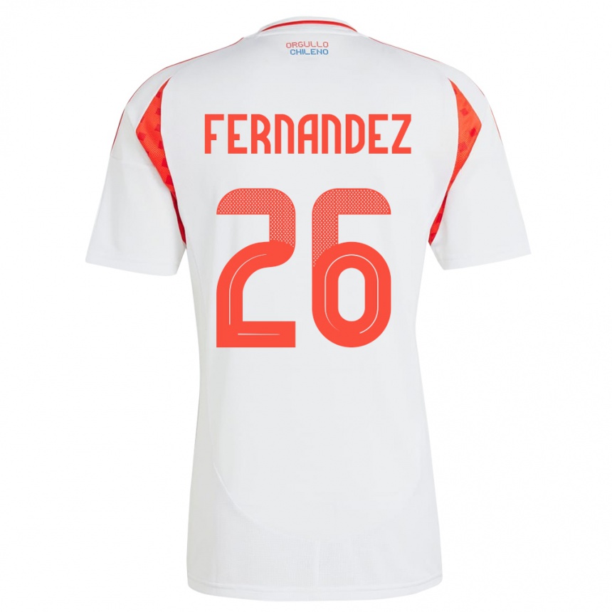 Niño Fútbol Camiseta Chile Nicolás Fernández #26 Blanco 2ª Equipación 24-26 Perú