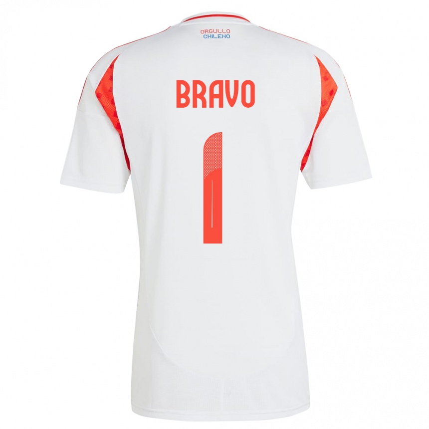 Niño Fútbol Camiseta Chile Claudio Bravo #1 Blanco 2ª Equipación 24-26 Perú