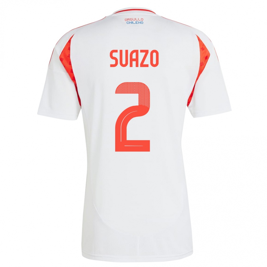 Niño Fútbol Camiseta Chile Gabriel Suazo #2 Blanco 2ª Equipación 24-26 Perú