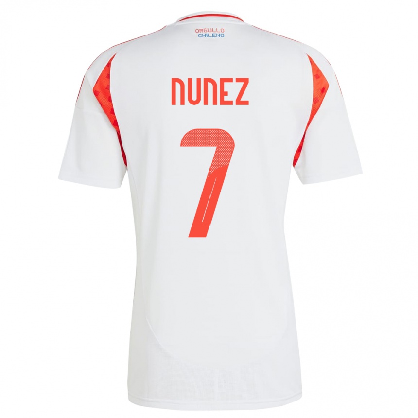 Niño Fútbol Camiseta Chile Marcelino Núñez #7 Blanco 2ª Equipación 24-26 Perú