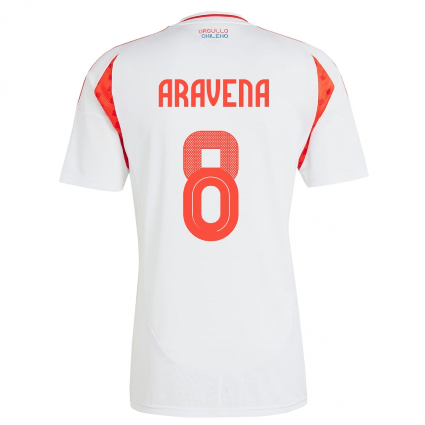 Niño Fútbol Camiseta Chile Alexander Aravena #8 Blanco 2ª Equipación 24-26 Perú