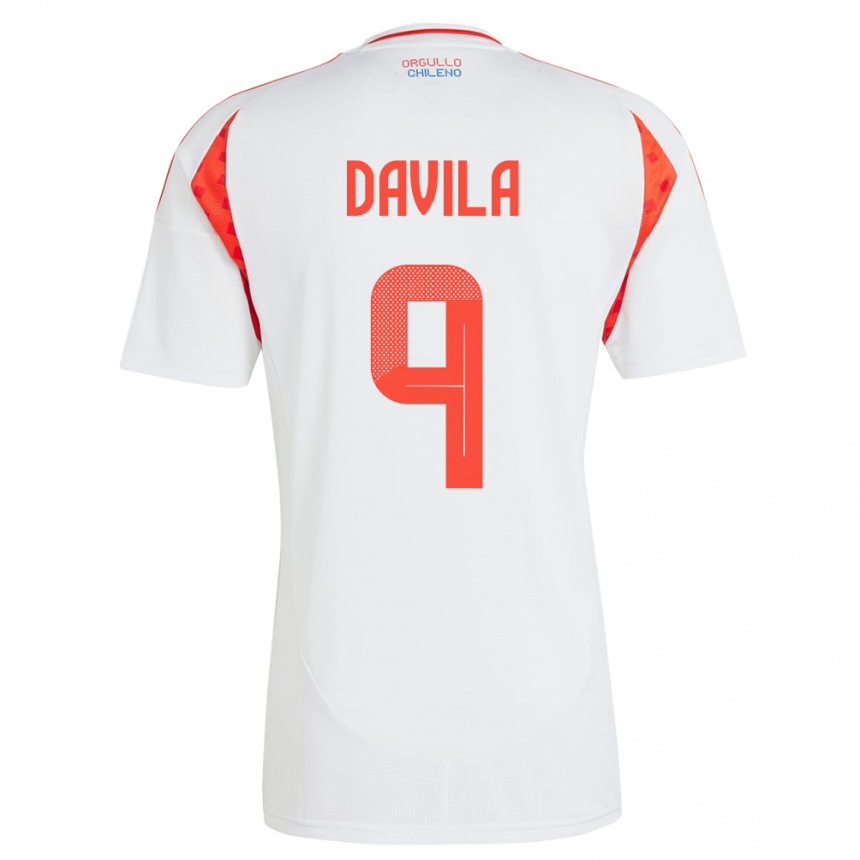 Niño Fútbol Camiseta Chile Víctor Dávila #9 Blanco 2ª Equipación 24-26 Perú