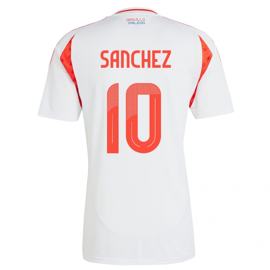 Niño Fútbol Camiseta Chile Alexis Sánchez #10 Blanco 2ª Equipación 24-26 Perú