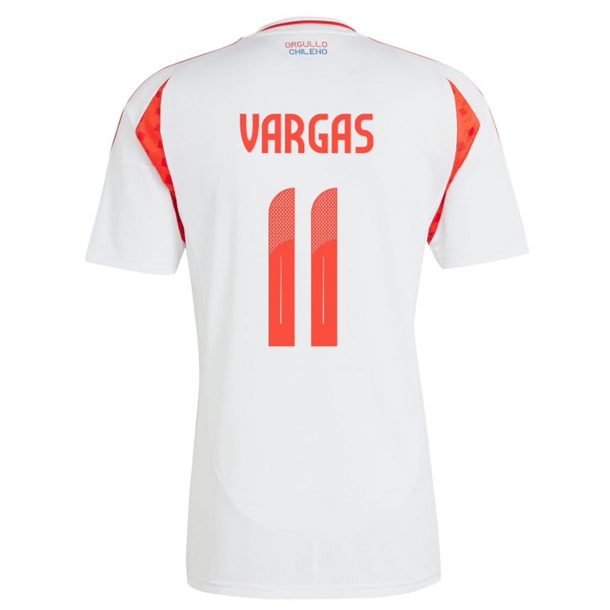 Niño Fútbol Camiseta Chile Eduardo Vargas #11 Blanco 2ª Equipación 24-26 Perú