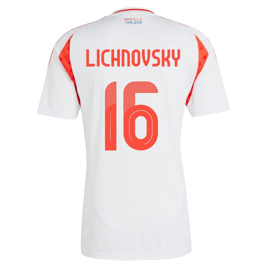 Niño Fútbol Camiseta Chile Igor Lichnovsky #16 Blanco 2ª Equipación 24-26 Perú