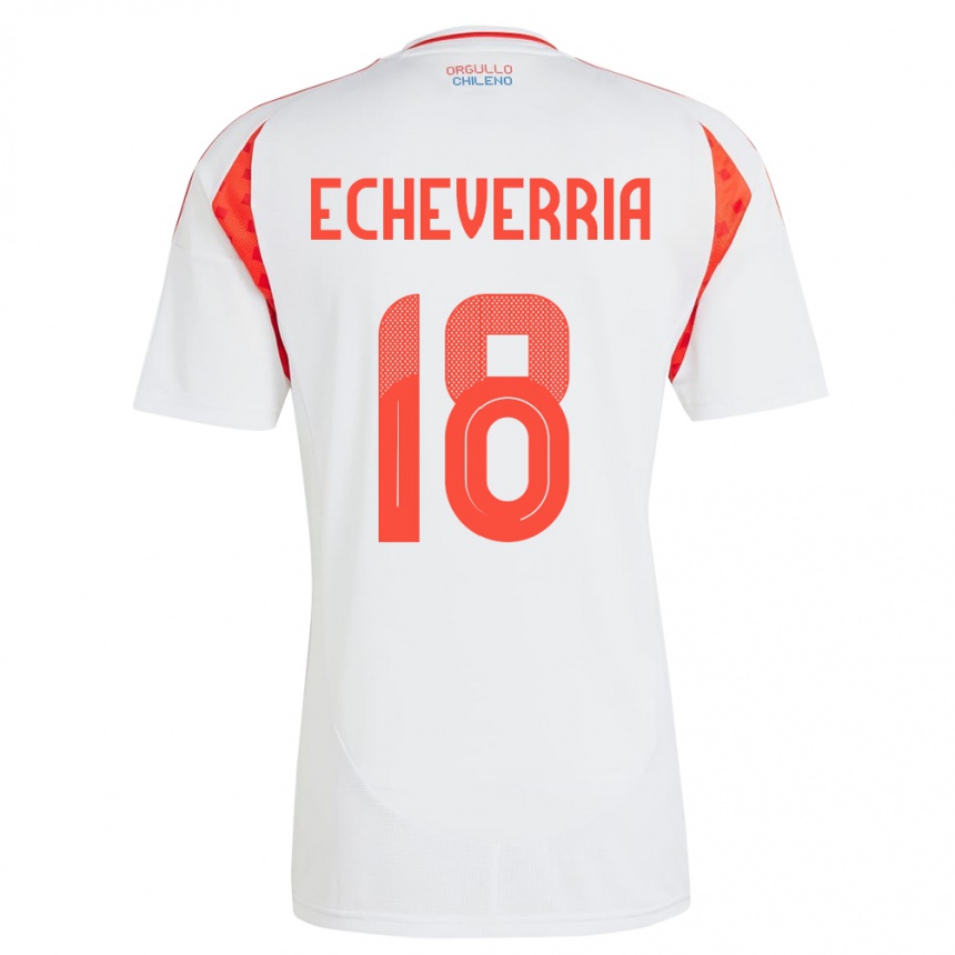 Niño Fútbol Camiseta Chile Rodrigo Echeverría #18 Blanco 2ª Equipación 24-26 Perú