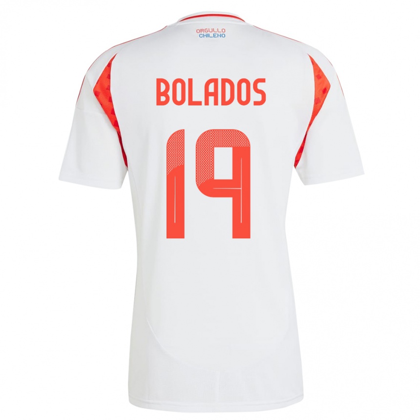 Niño Fútbol Camiseta Chile Marcos Bolados #19 Blanco 2ª Equipación 24-26 Perú