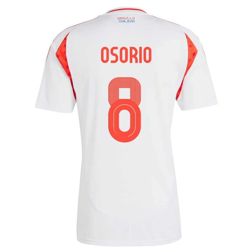 Niño Fútbol Camiseta Chile Darío Osorio #8 Blanco 2ª Equipación 24-26 Perú