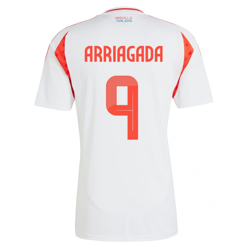 Niño Fútbol Camiseta Chile Luciano Arriagada #9 Blanco 2ª Equipación 24-26 Perú