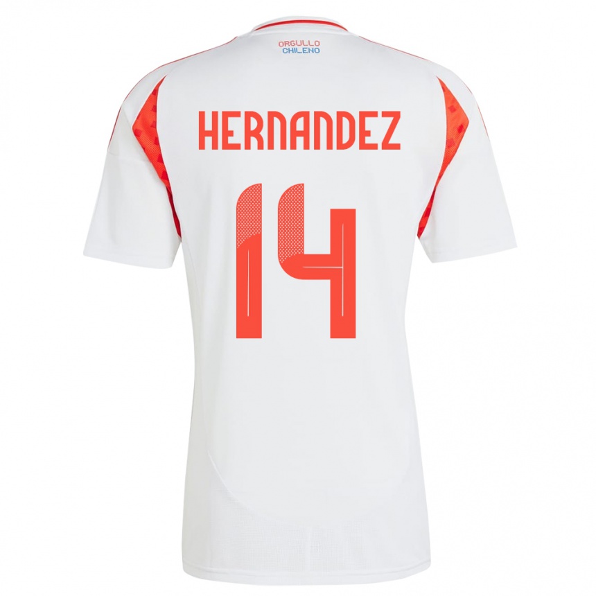 Niño Fútbol Camiseta Chile Leandro Hernández #14 Blanco 2ª Equipación 24-26 Perú