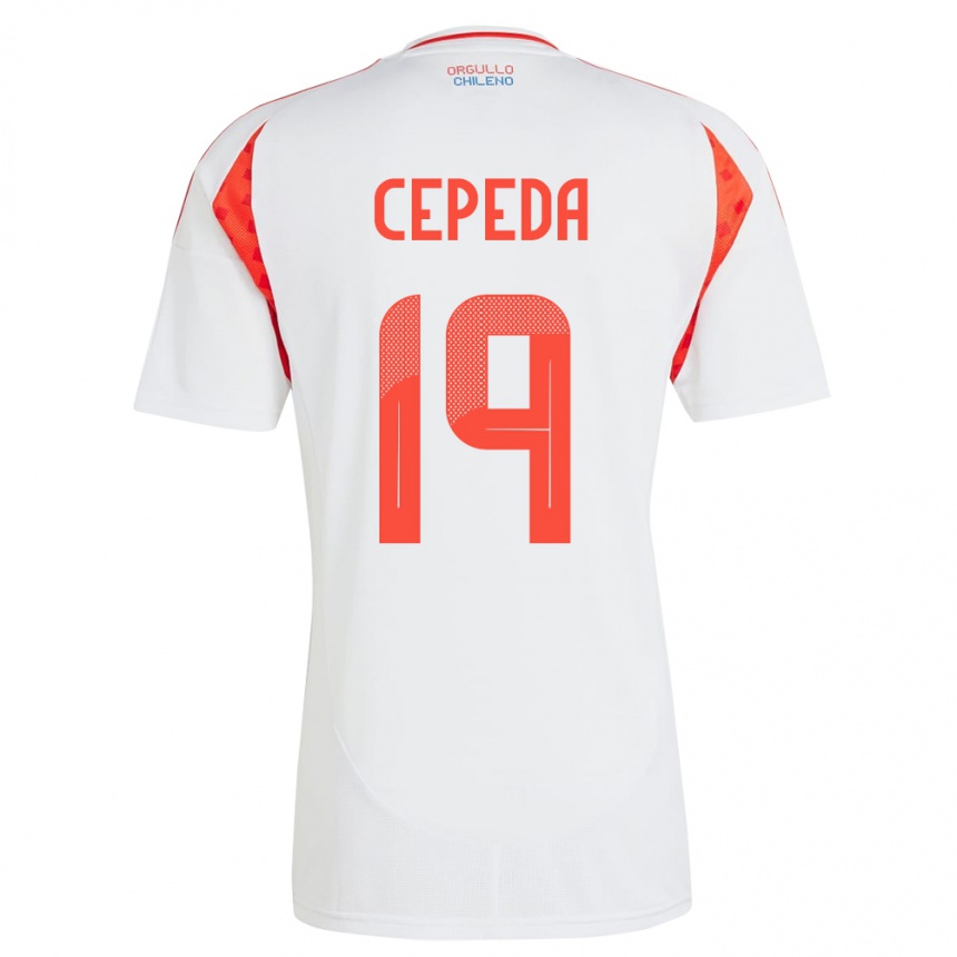 Niño Fútbol Camiseta Chile Lucas Cepeda #19 Blanco 2ª Equipación 24-26 Perú