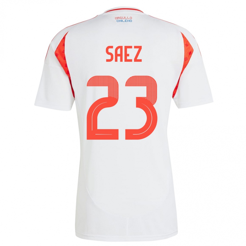 Niño Fútbol Camiseta Chile Ignacio Sáez #23 Blanco 2ª Equipación 24-26 Perú