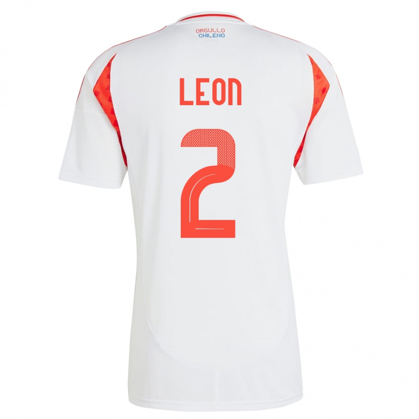 Niño Fútbol Camiseta Chile Maicol León #2 Blanco 2ª Equipación 24-26 Perú