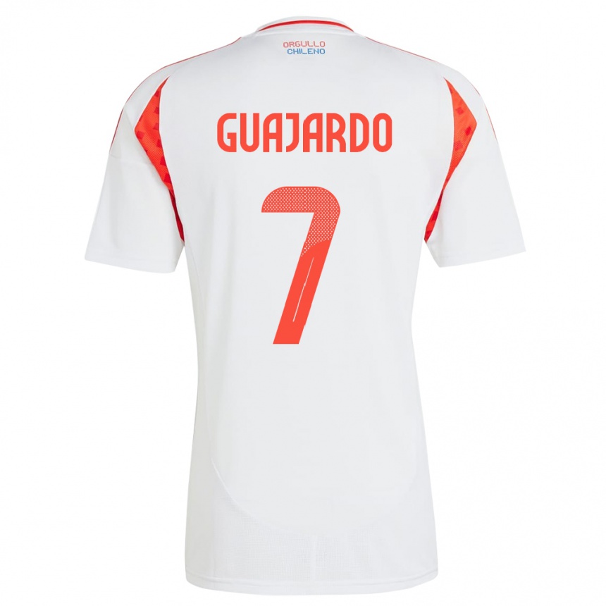 Niño Fútbol Camiseta Chile Paolo Guajardo #7 Blanco 2ª Equipación 24-26 Perú