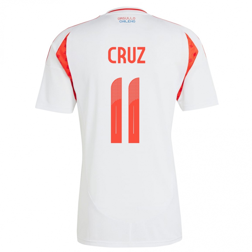 Niño Fútbol Camiseta Chile Joan Cruz #11 Blanco 2ª Equipación 24-26 Perú