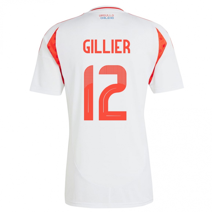 Niño Fútbol Camiseta Chile Thomas Gillier #12 Blanco 2ª Equipación 24-26 Perú