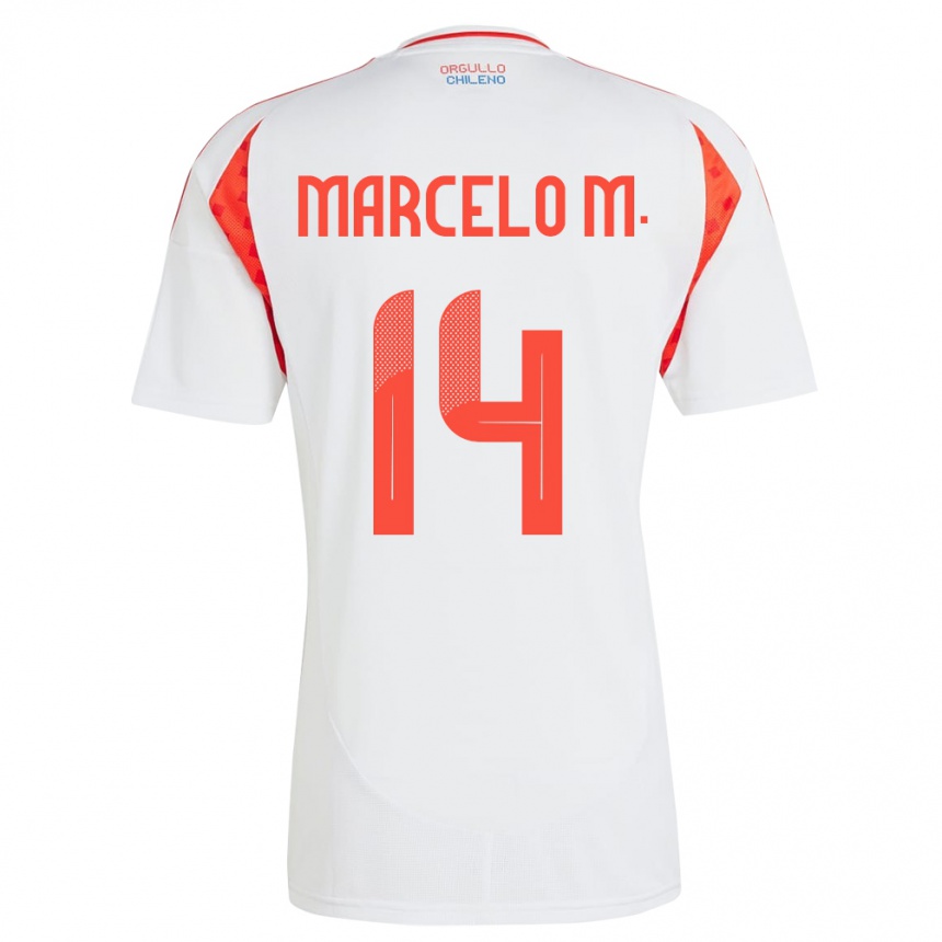 Niño Fútbol Camiseta Chile Marcelo Morales #14 Blanco 2ª Equipación 24-26 Perú