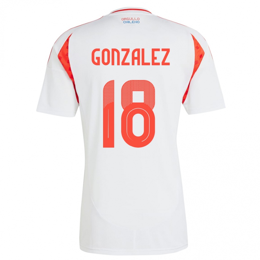 Niño Fútbol Camiseta Chile Bryan González #18 Blanco 2ª Equipación 24-26 Perú