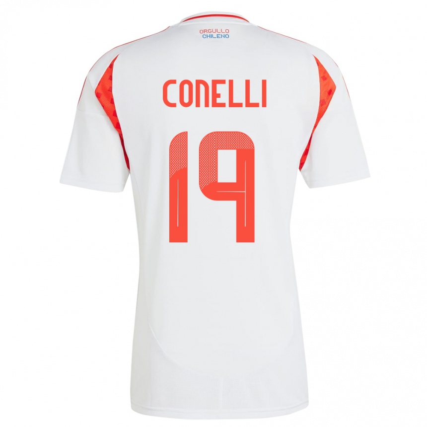 Niño Fútbol Camiseta Chile Vicente Conelli #19 Blanco 2ª Equipación 24-26 Perú