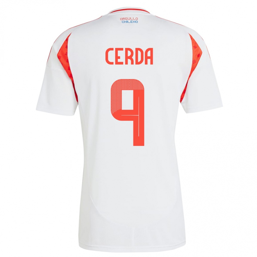 Niño Fútbol Camiseta Chile Axel Cerda #9 Blanco 2ª Equipación 24-26 Perú