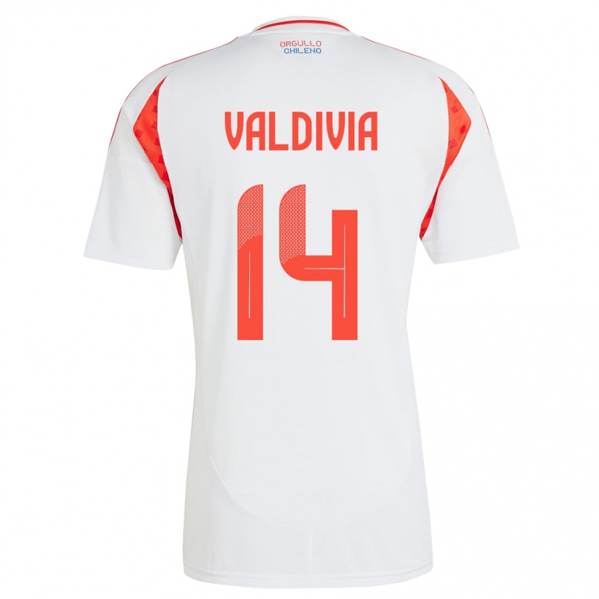 Niño Fútbol Camiseta Chile Felipe Valdivia #14 Blanco 2ª Equipación 24-26 Perú