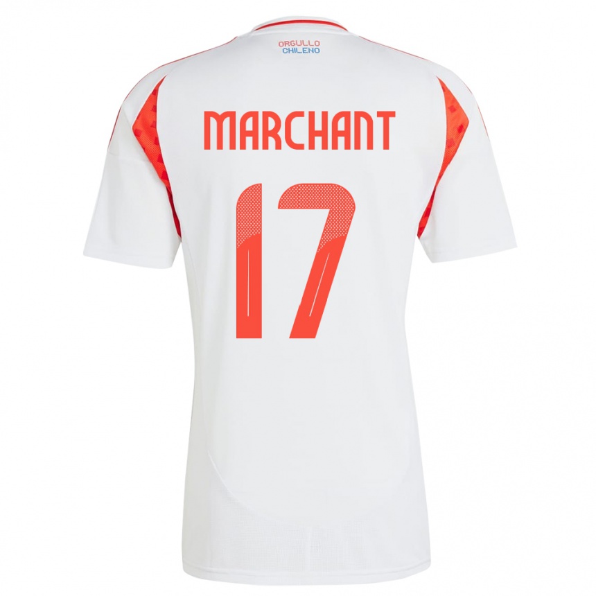 Niño Fútbol Camiseta Chile Francisco Marchant #17 Blanco 2ª Equipación 24-26 Perú