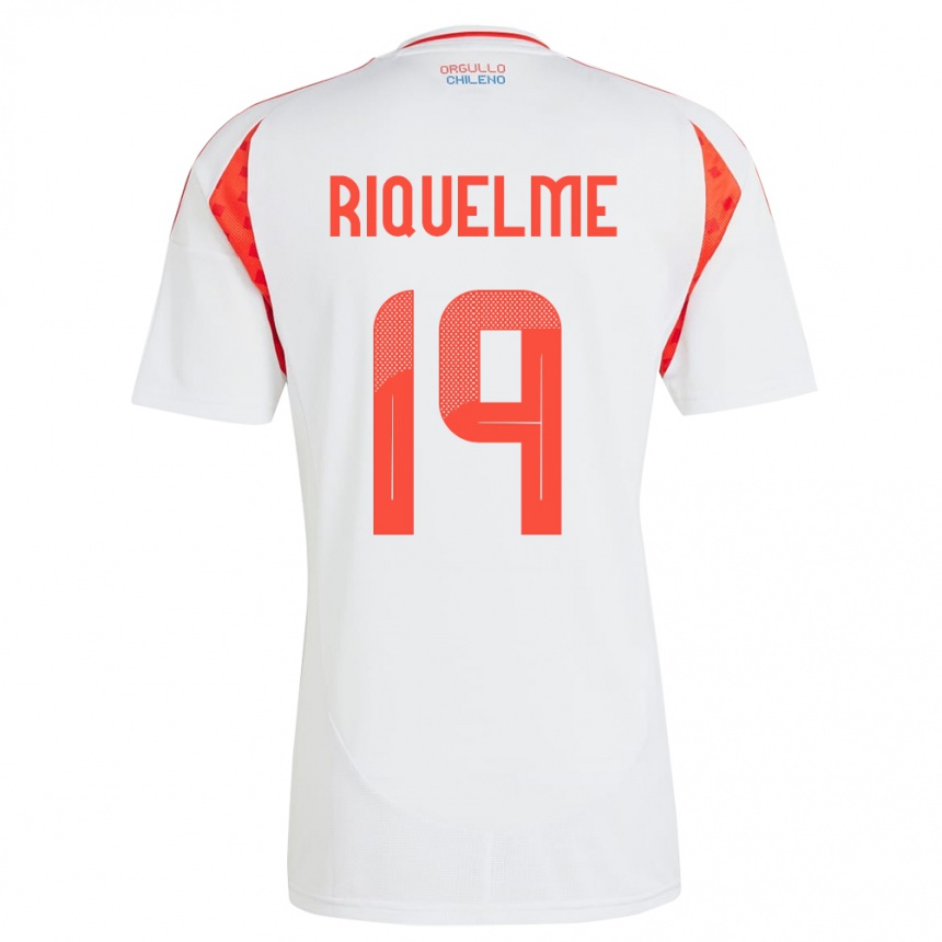 Niño Fútbol Camiseta Chile Benjamín Riquelme #19 Blanco 2ª Equipación 24-26 Perú