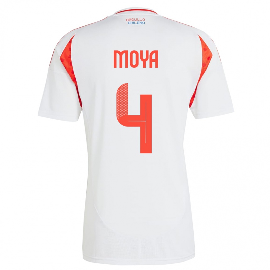 Niño Fútbol Camiseta Chile Matías Moya #4 Blanco 2ª Equipación 24-26 Perú