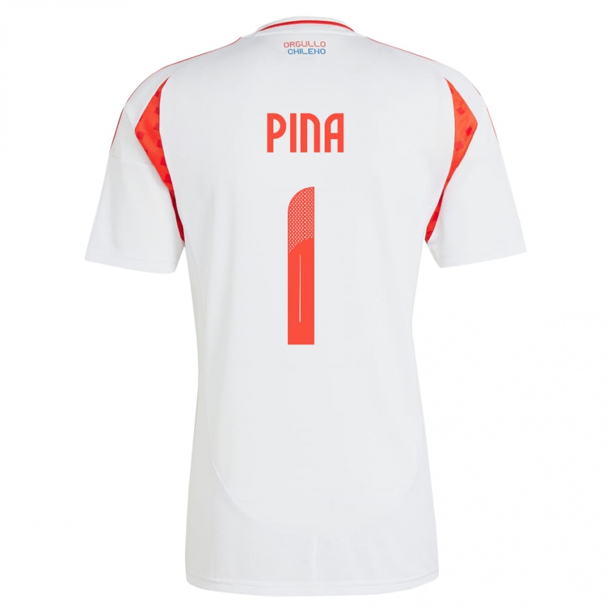 Niño Fútbol Camiseta Chile Cristóbal Piña #1 Blanco 2ª Equipación 24-26 Perú