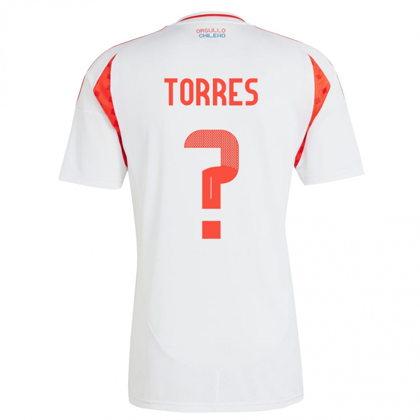 Niño Fútbol Camiseta Chile Bruno Torres #0 Blanco 2ª Equipación 24-26 Perú