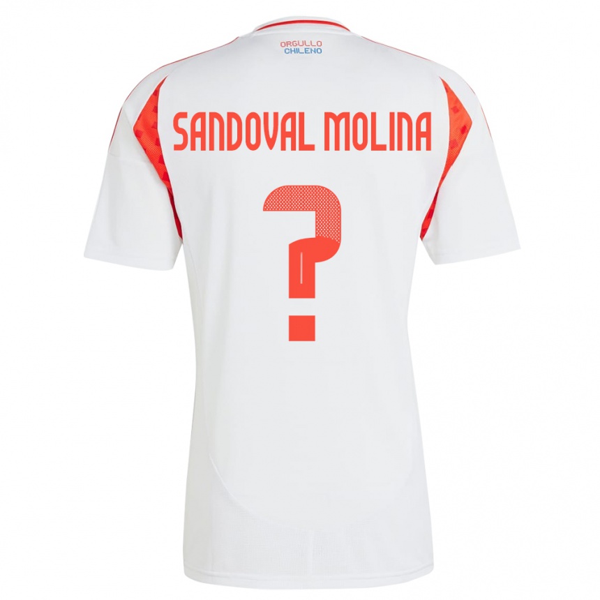 Niño Fútbol Camiseta Chile Mario Sandoval Molina #0 Blanco 2ª Equipación 24-26 Perú